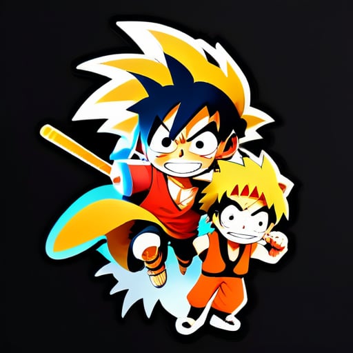 goku와 luffy, naruto의 혼합된 캐릭터 sticker
