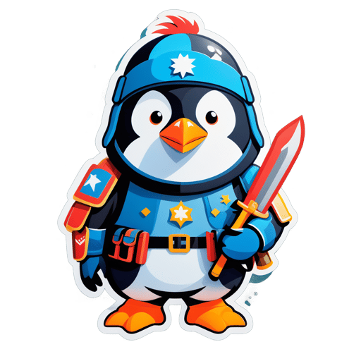Brave Penguin Soldier sticker