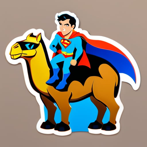 Ben ten, Superman and Batman on top of a camel sticker