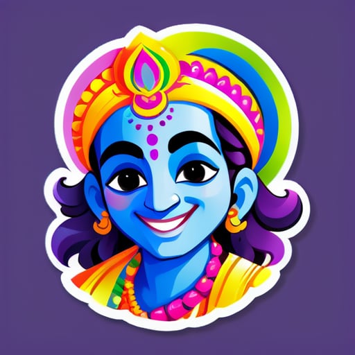 make a holi picture with krishna sticker