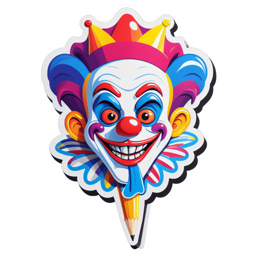 Silly Pencil Clown sticker