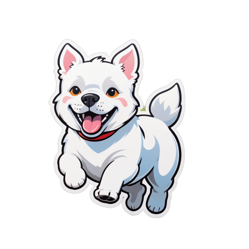 Perro blanco corriendo en el parque sticker