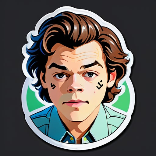 Adesivo de Harry Styles escrevendo código sticker
