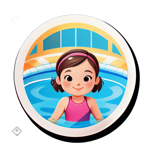 我的兩個女兒在游泳池裡游泳，姐姐4歲 比較瘦 妹妹2歲 稍微胖一點 sticker