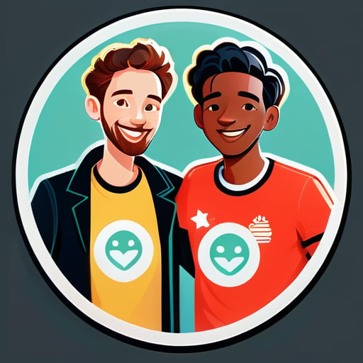 create a sticker for 3 strangers coming together for a venture
 sticker