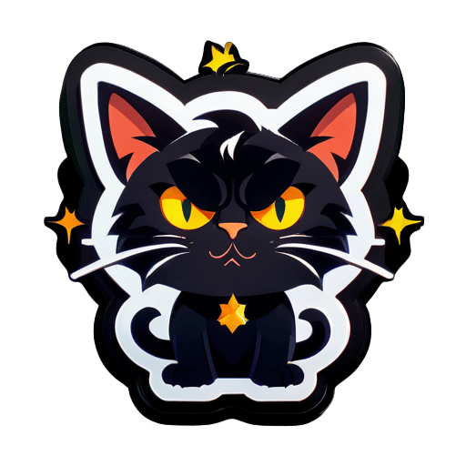 Astrólogo gato preto zangado sticker