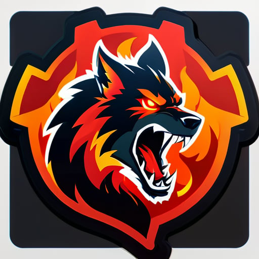 The logo features bold, fiery text for "FireStorm Gaming," with a stylized flame font evoking the intensity of Free Fire. The letter "O" in "Storm" is a target reticle, symbolizing accuracy. Behind the text, a silhouette of a fierce wolf with glowing red eyes represents strength and the competitive spirit of players. The color scheme includes fiery reds, oranges, and yellows for a dynamic feel. Th sticker