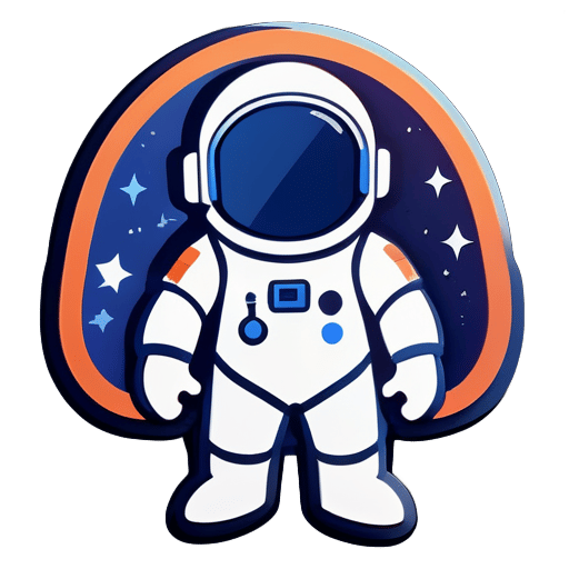 Astronaut avatar on Nintendo style, drawn in one stroke, deep blue sticker