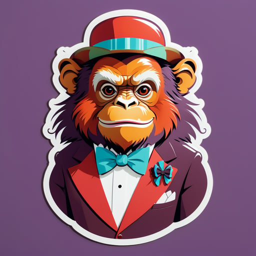 Orangután de ópera con corbata de moño sticker