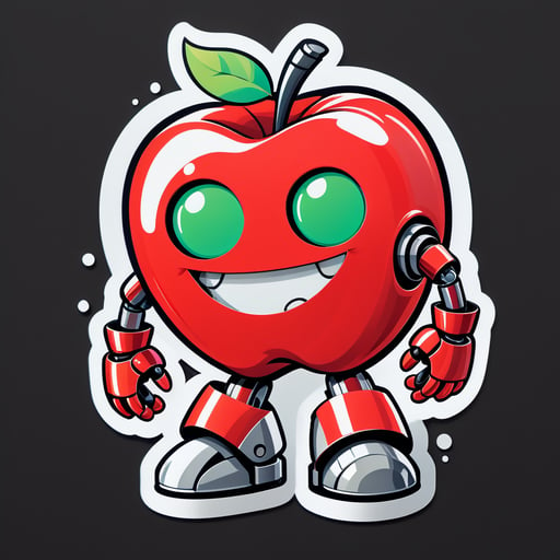 Happy Apple Robot sticker
