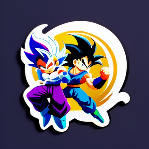 Goku, freezer, Vegeta, chiến đấu với Zub Zero và Scorpion sticker