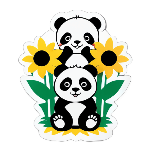 family flags with panda and sunflower sticker