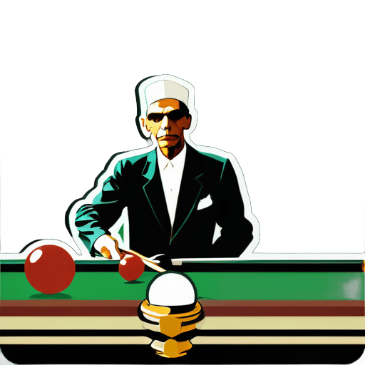 穆罕默德·阿里·真纳（Quaid e Azam Muhammad Ali Jinnah）在打台球 sticker
