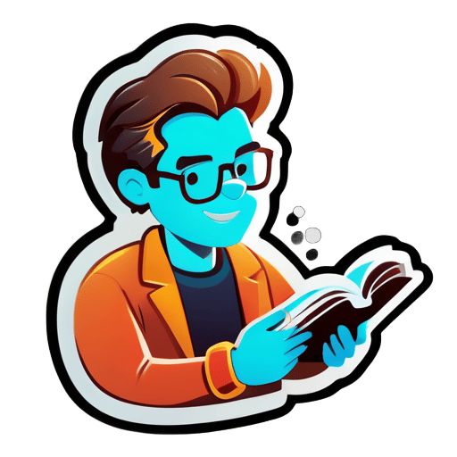generate sticker of man reading a book
 sticker