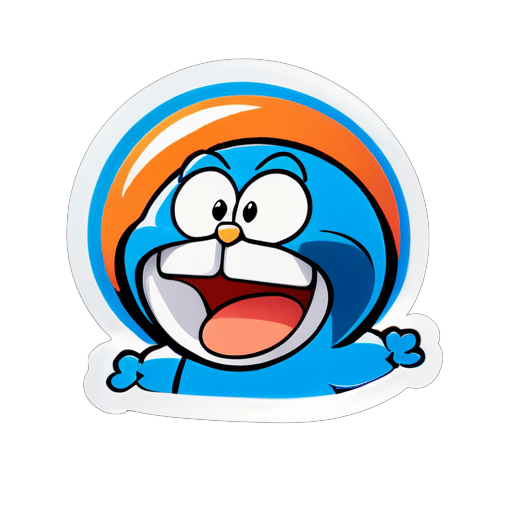 doraemon gritando un nombre 'Madhav' sticker