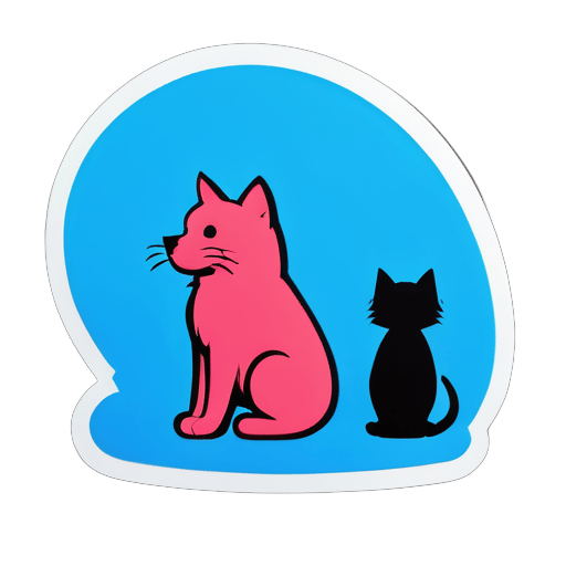 Cat with dog sticker