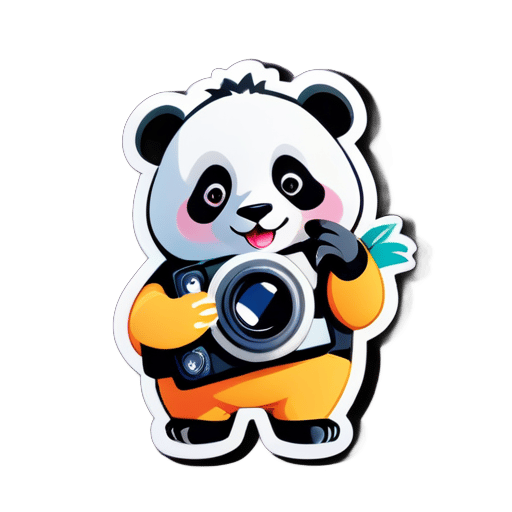 panda tourist with camera sticker