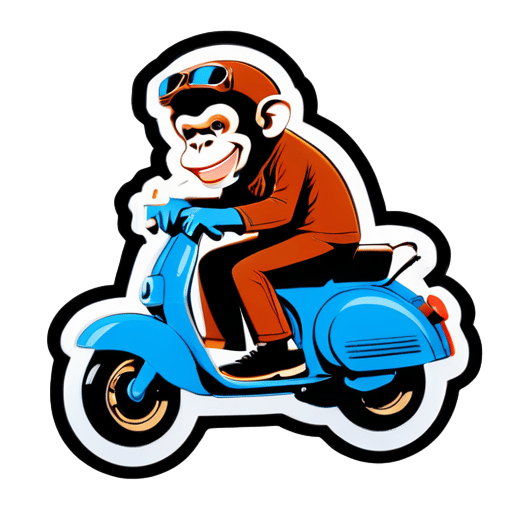 Monkey ride vespa sticker