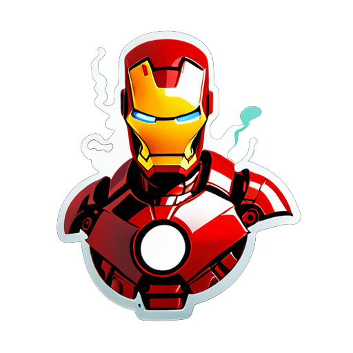 Half-body statue of Iron Man smoking sticker
