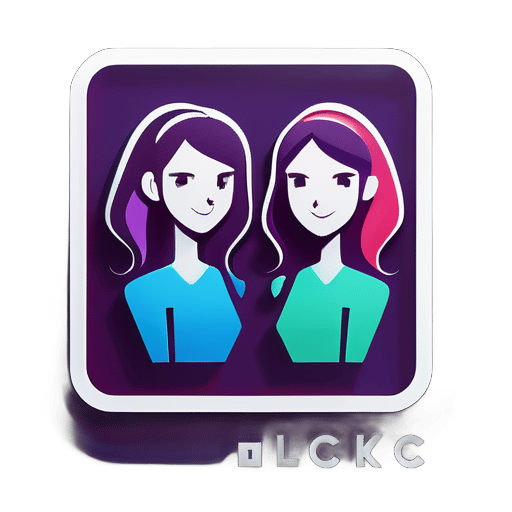logic square software 公司標誌與女孩 sticker