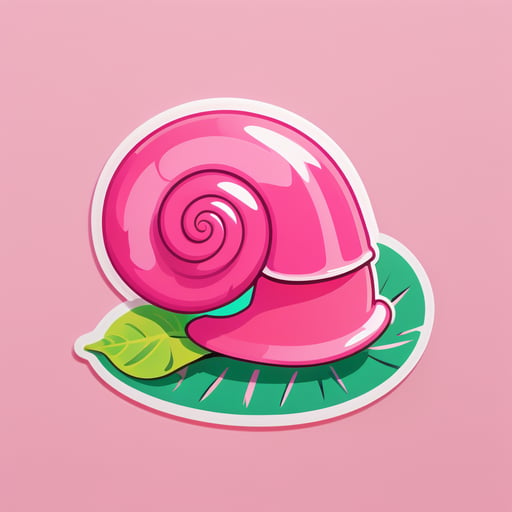 Pink Snail Sliding on a Leaf sticker