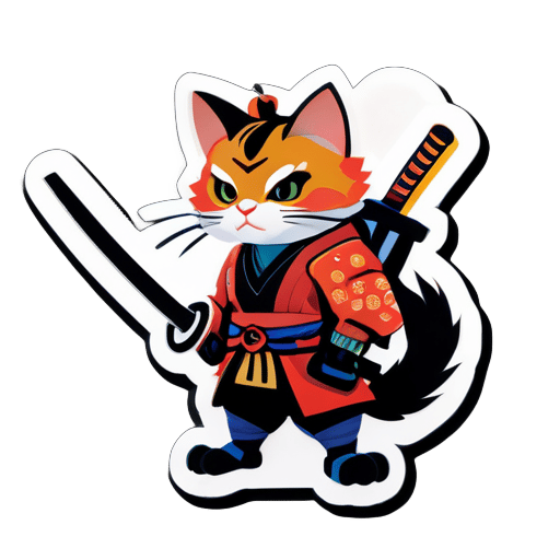 mèo samurai sticker
