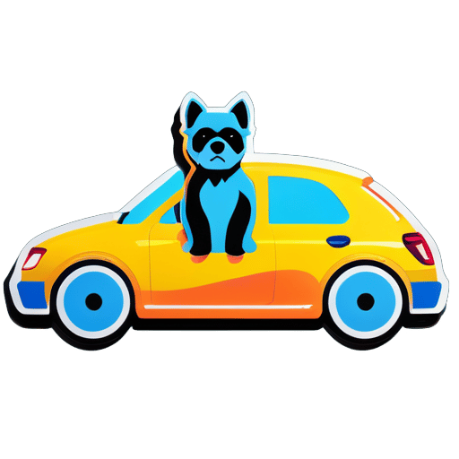 Carro e cachorro sticker