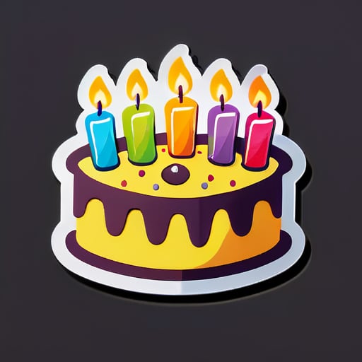一只带蜡烛的快乐生日蛋糕 sticker