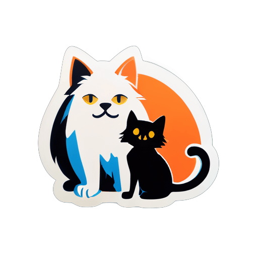 cat with dog sticker