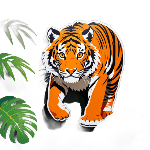 Tigre naranja acechando en la selva sticker