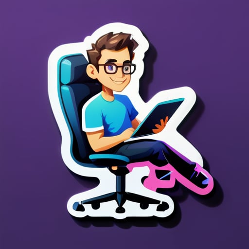 制作一个像软件开发者坐在椅子上的贴纸 sticker