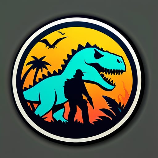Ark survival Sticker với một người sống sót cuối cùng và khủng long sticker