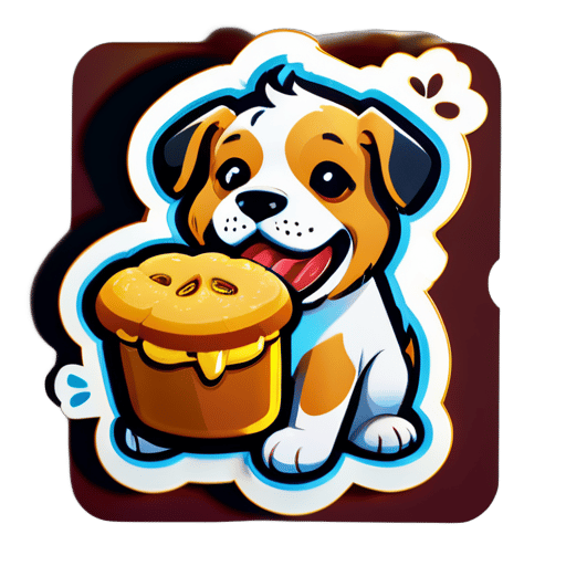 A dog is eating bread sticker