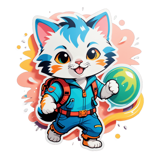 Playful Kitten Adventurer sticker