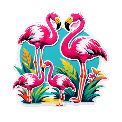 Bulky Cotton Flamingos sticker