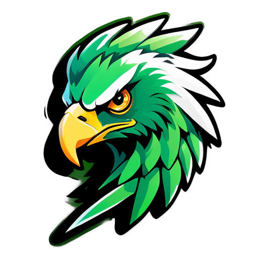 创作一个绿色老鹰的游戏标志 sticker