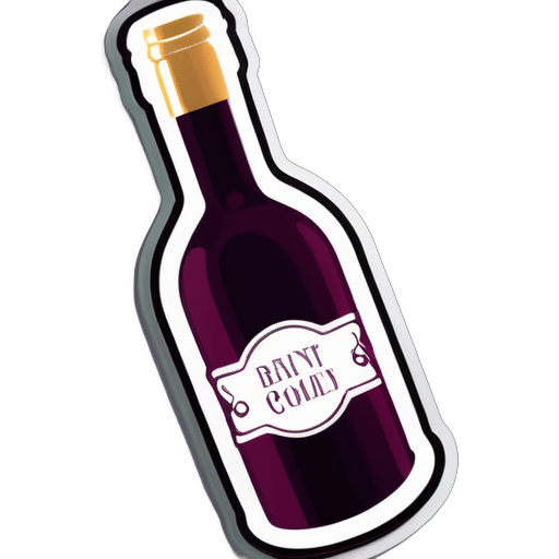 Autocollant de mariage sur le corps de la bouteille de vin rouge sticker