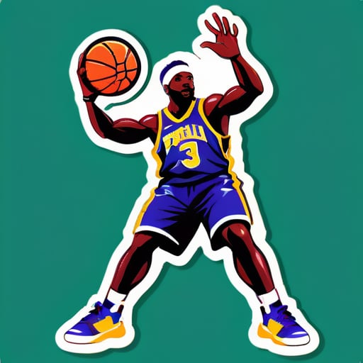 バスケットボールをしている選手がバスケットボールを投げているステッカーをください sticker