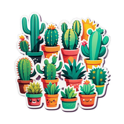 Colección de Cactus Lindos sticker