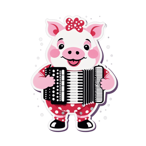 Cochon Polka avec Accordéon sticker
