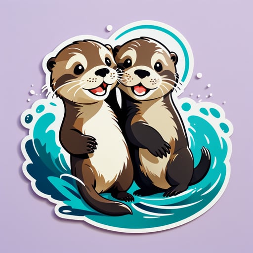 Verspieltes Otter-Duo sticker