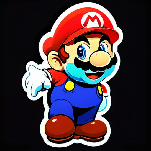 Mario ist sehr glücklich, zeigt es aber nicht, er freut sich insgeheim. sticker