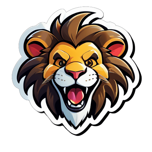 crear un logo de juego de un león feliz sticker