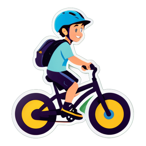 một cậu bé đang đi xe đạp sticker