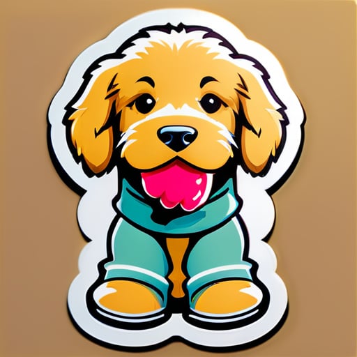 golden doodle với một chiếc tất trong miệng sticker