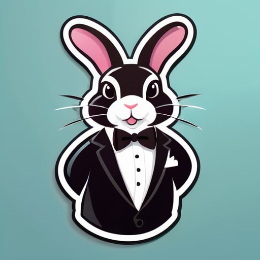 A rabbit as a logo with a tuxedo sticker