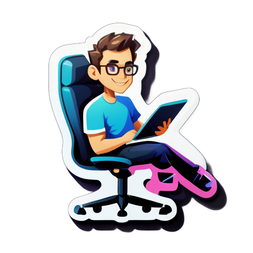faire un autocollant où un développeur de logiciels est assis sur une chaise sticker