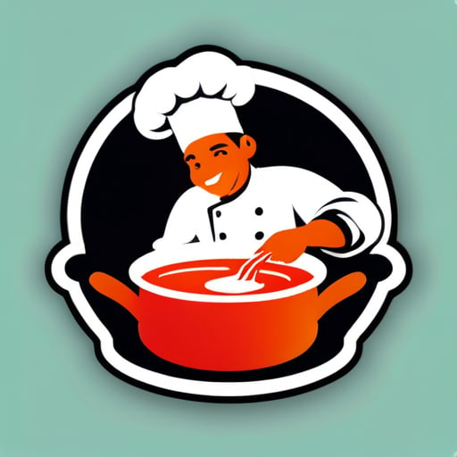 O chef está fervendo sopa sticker