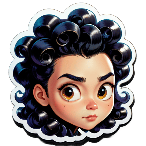 Hair: Black and shiny wool curls, slightly longer. Race: Asian, fair skin. Expression: Thinking about tricky bugs. Occupation: A competent modern programmer. sticker