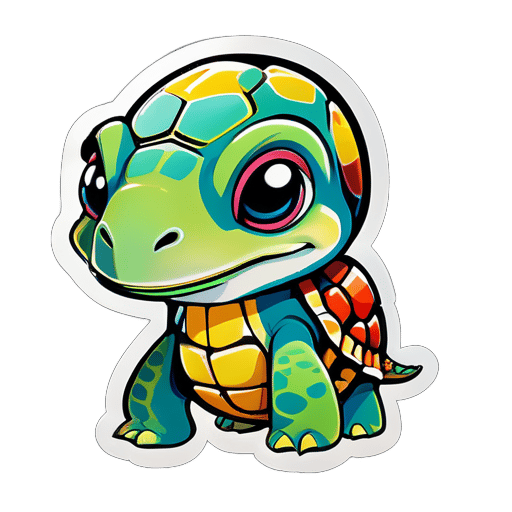 Esta é uma ilustração de um retrato de desenho animado engraçado de um esboço de berçário desenhado de uma criatura alta e fina parecida com uma tartaruga engraçada sticker